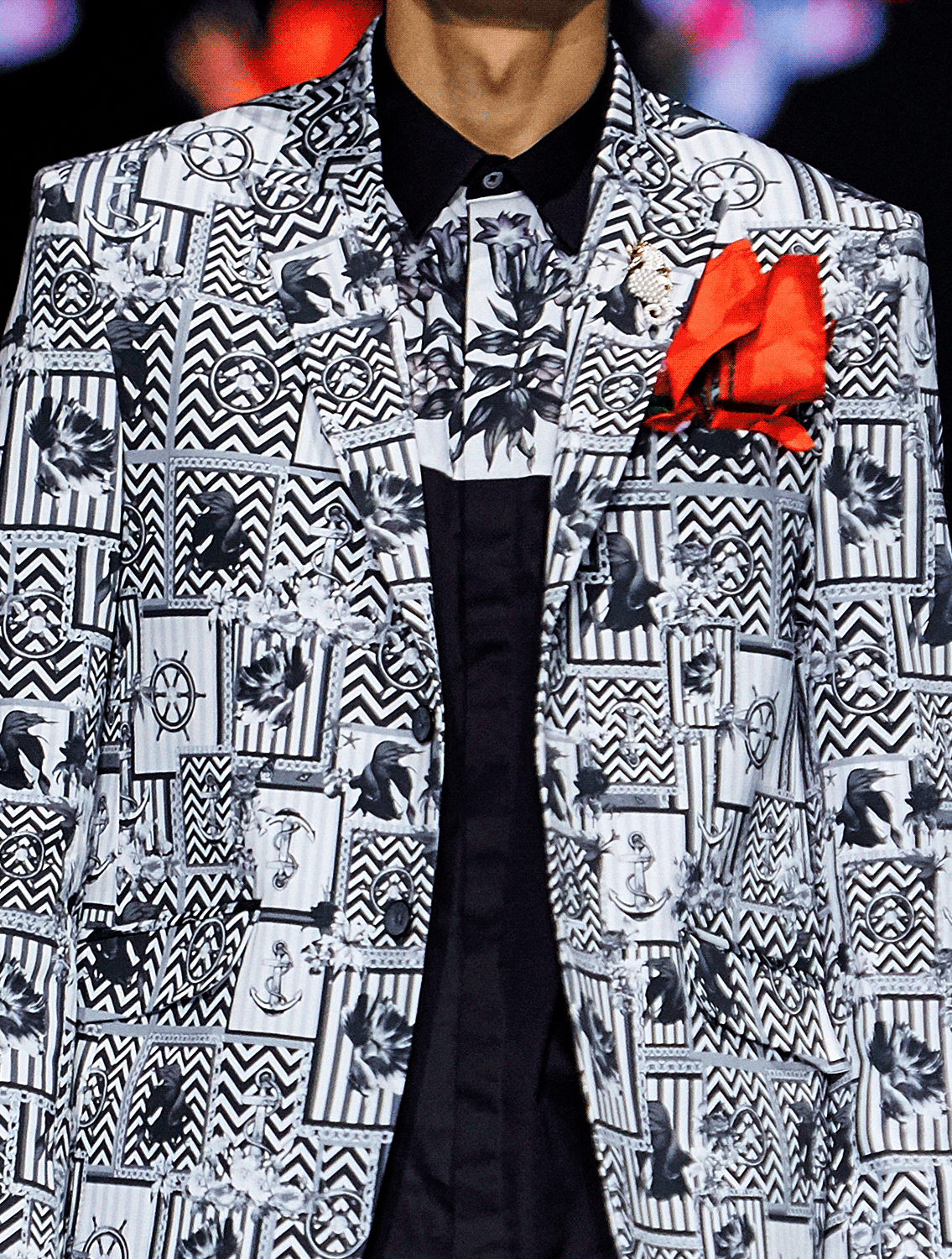 Hawkins Monochrome Printed Suit