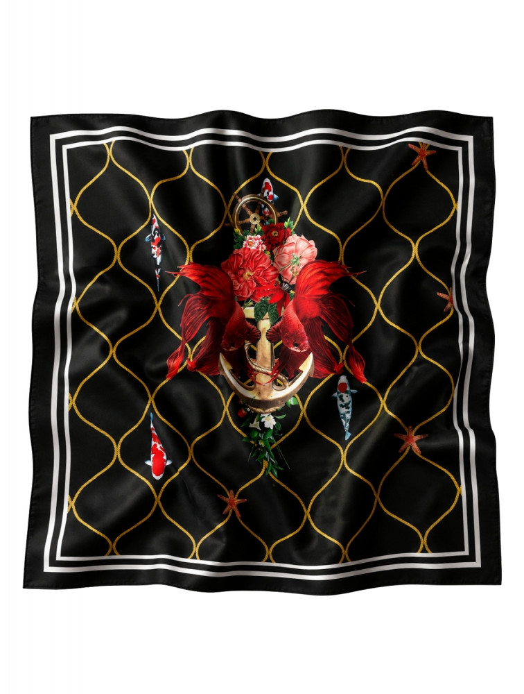Image of Black Anchor Pocketsquare