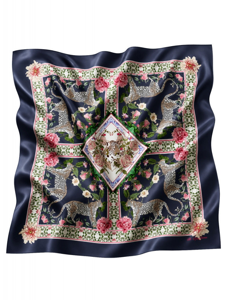 Image of Navy Leopard Scarf