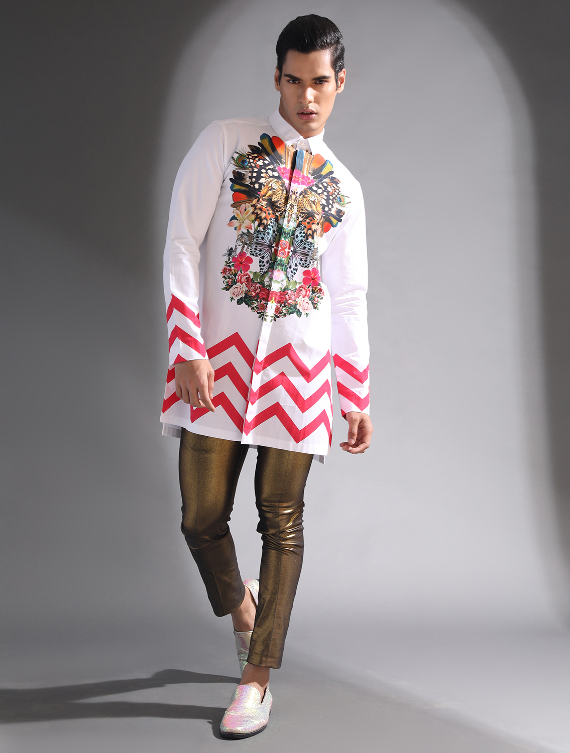 Wakka White Printed Long Shirt