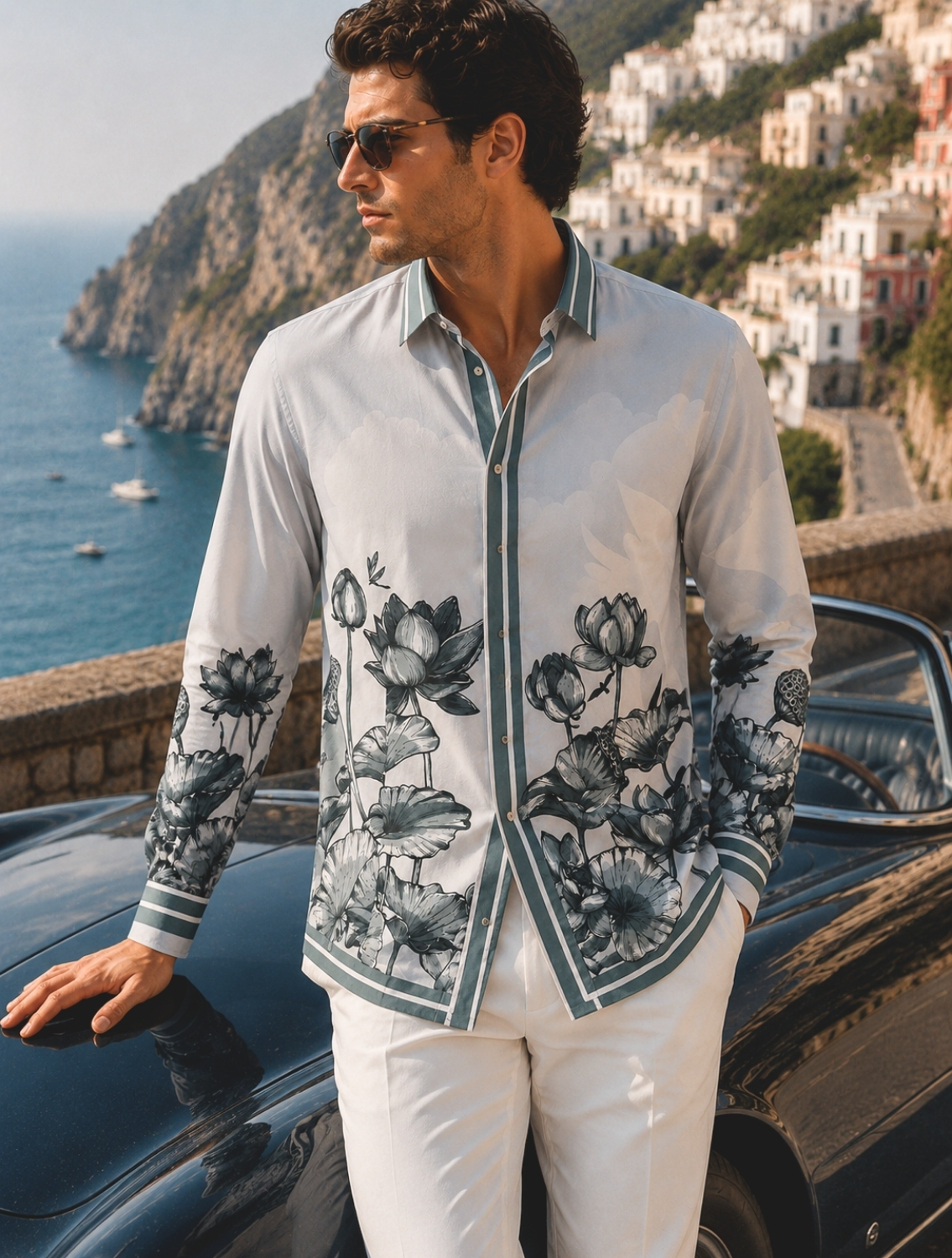 Lotus Blume Grey Printed Shirt