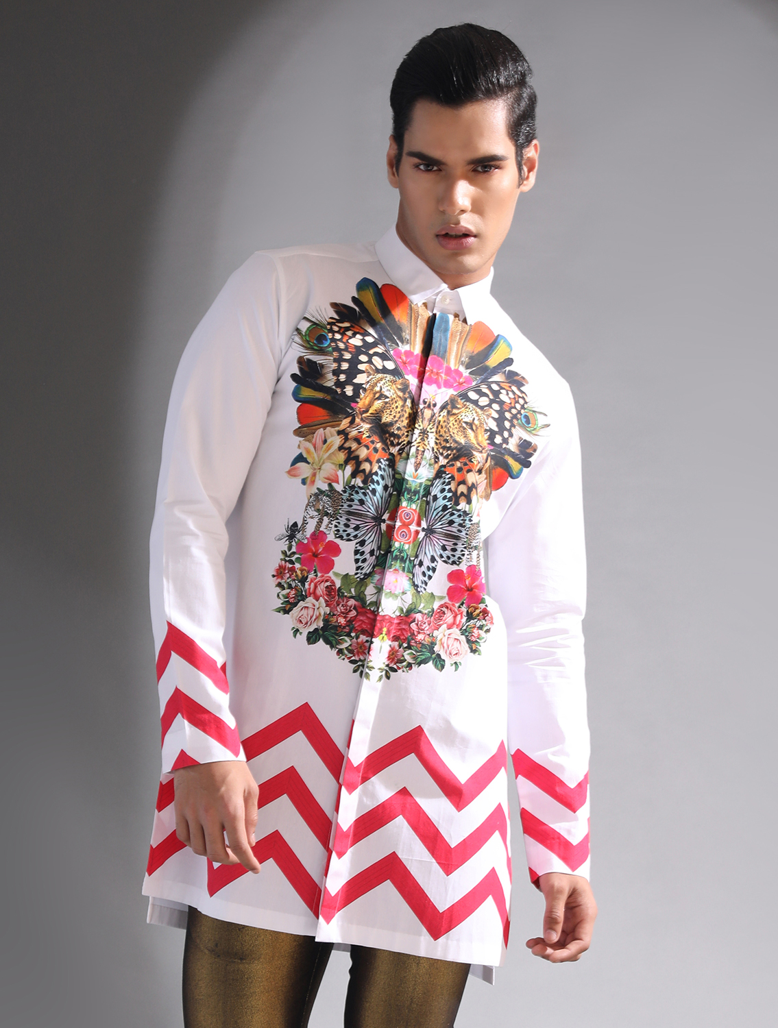 Wakka White Printed Long Shirt