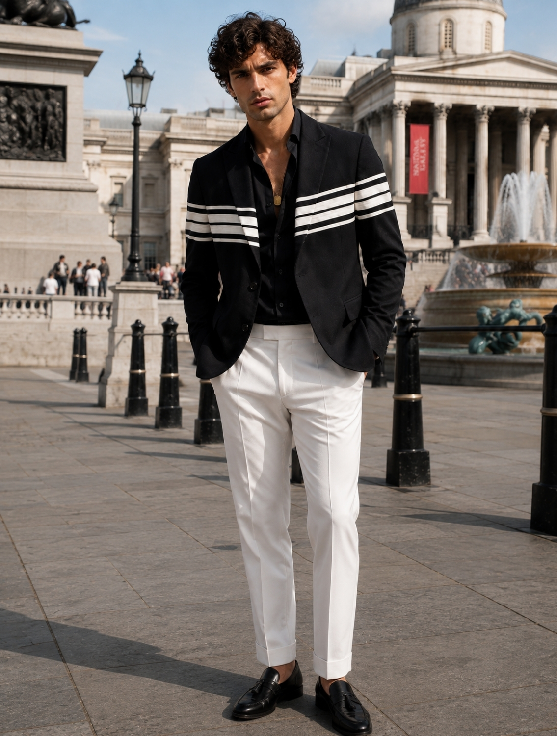 Victor Black Striper Blazer