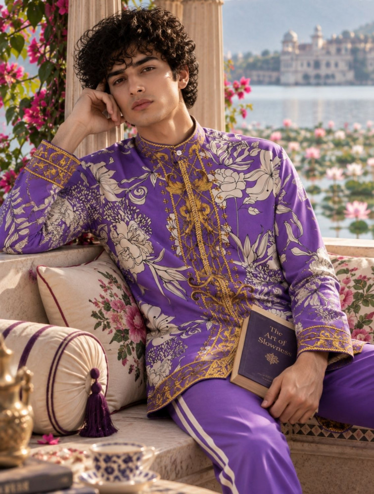 Image of Raas Purple Printed Shirt