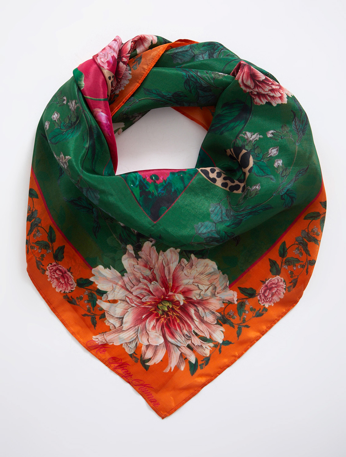 Orange Leopard Silk Scarf