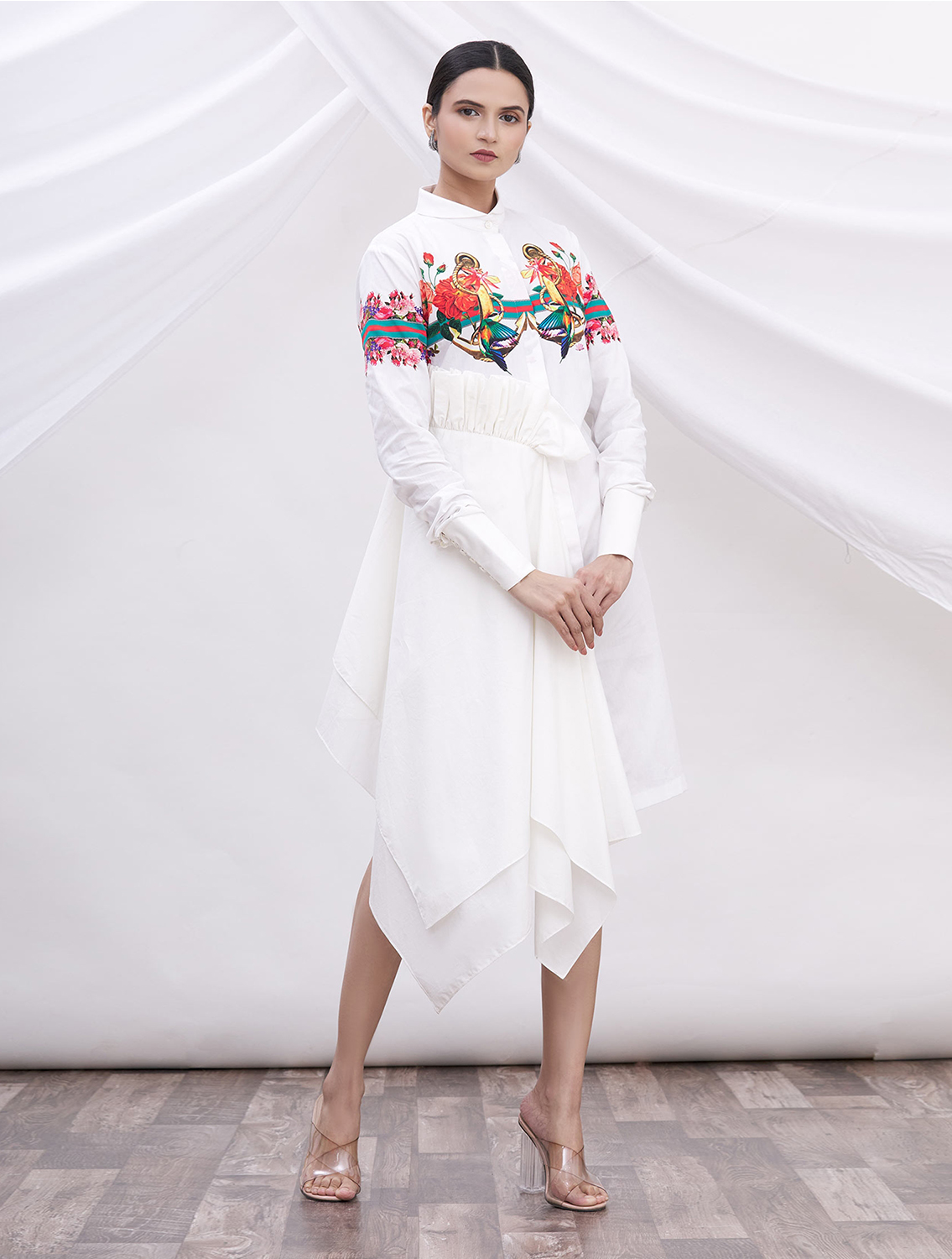 Dashley White Signature Printed Shirt Dress