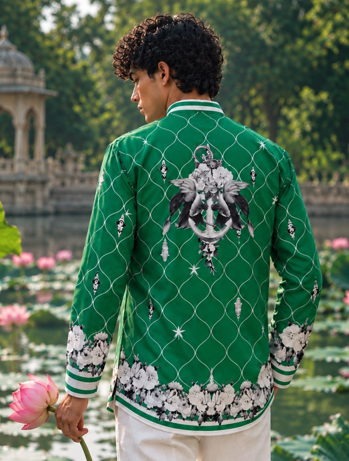 Maison Green Printed Shirt
