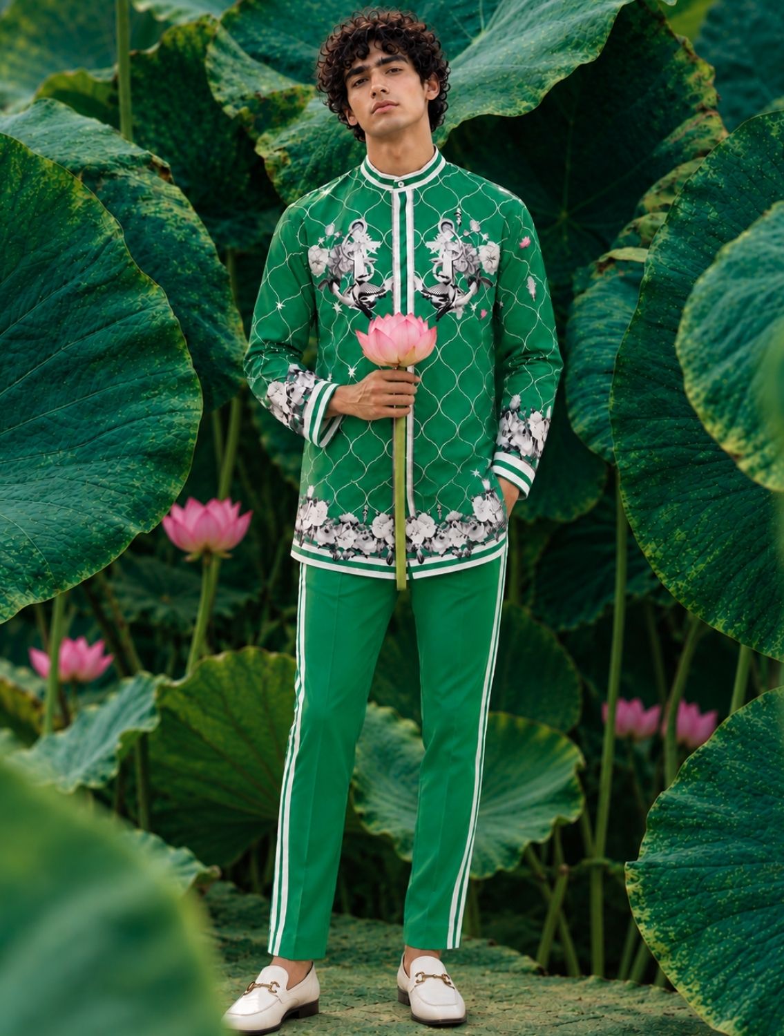 Maison Green Printed Coord Set