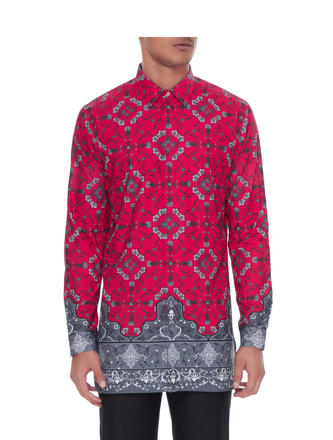 Magenta grey Shirt in all-over Agni print
