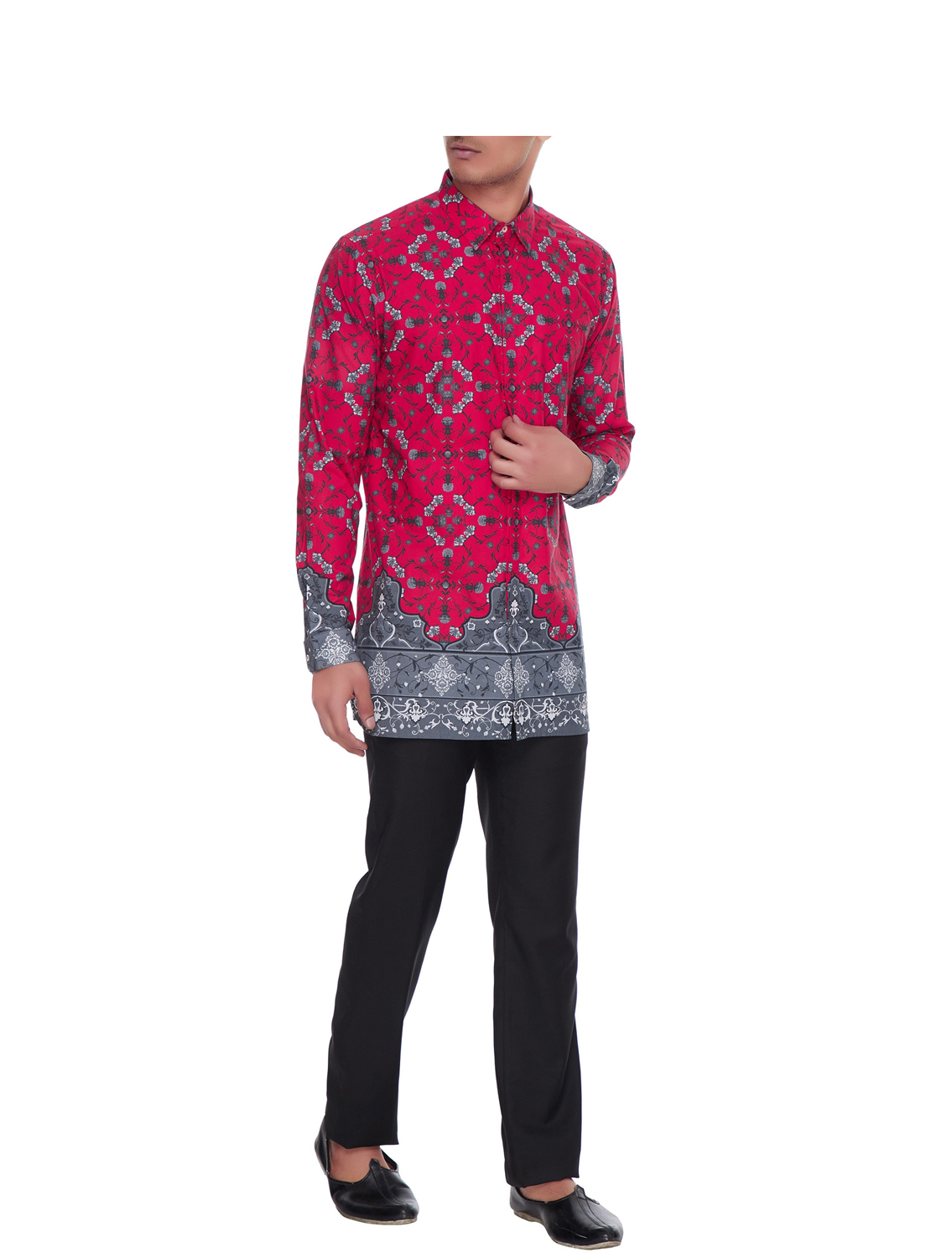 Magenta grey Shirt in all-over Agni print