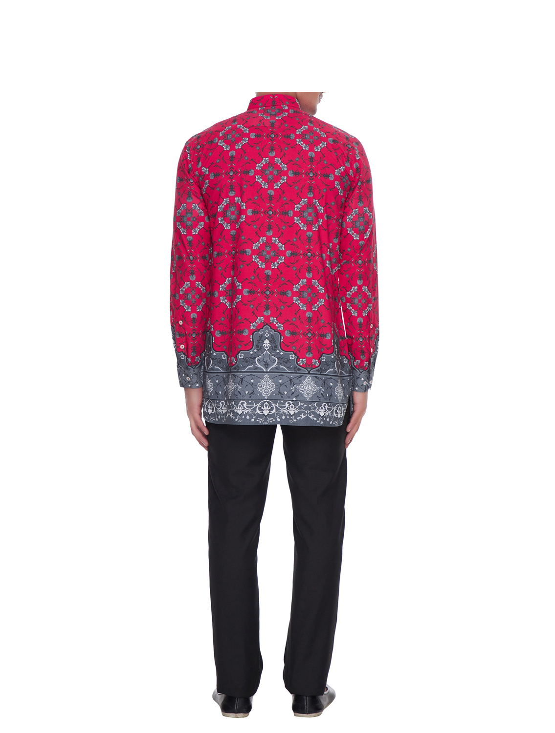 Magenta grey Shirt in all-over Agni print