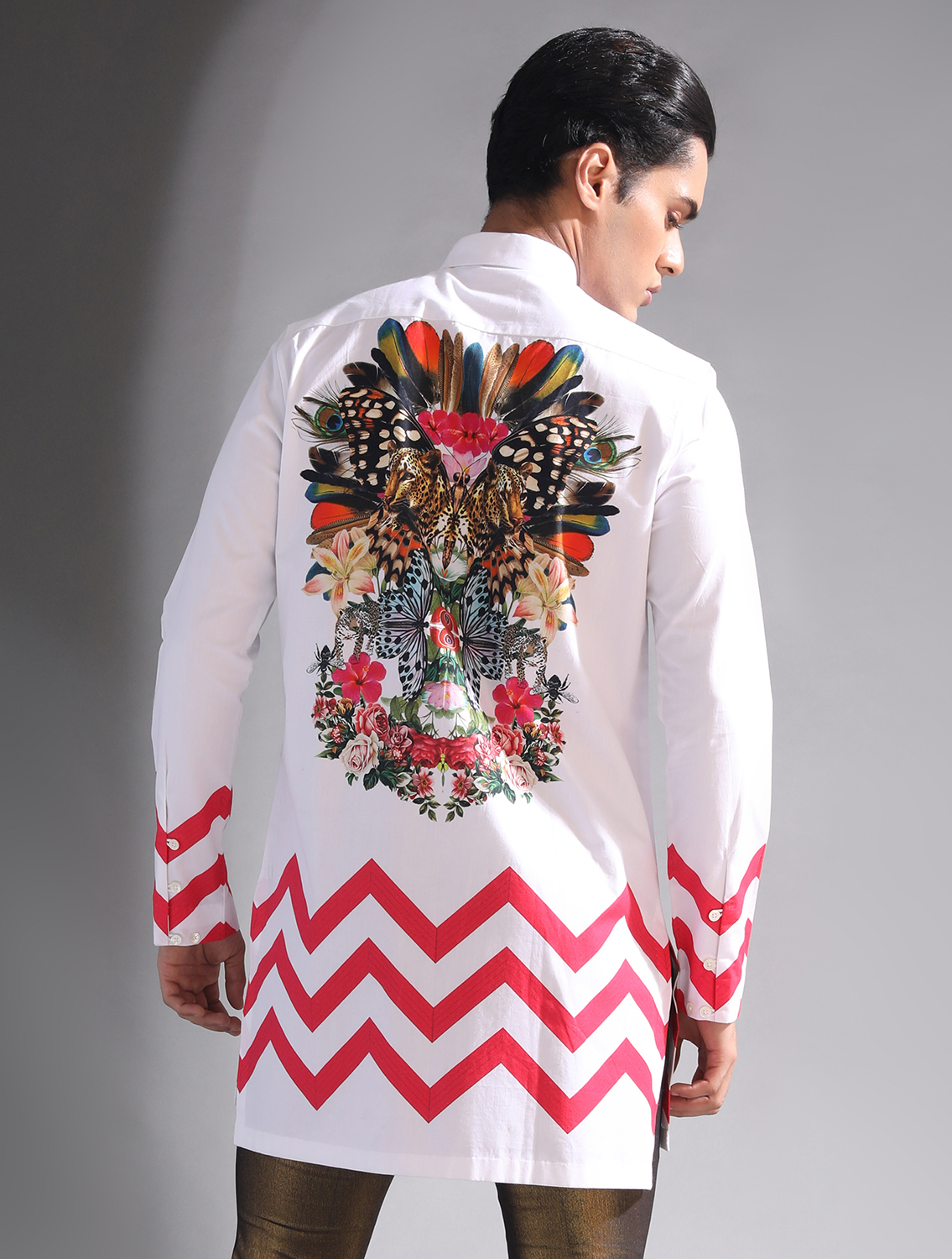 Wakka White Printed Long Shirt