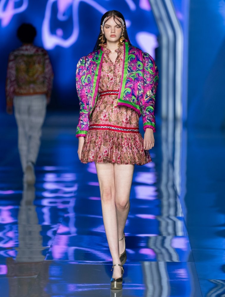 Image of Rosedel Pink Leopard Printed Tiered Dress