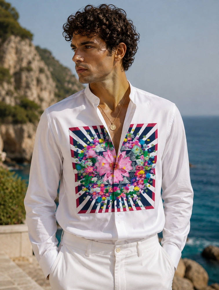 Image of PatKamal White Centre Printed Shirt