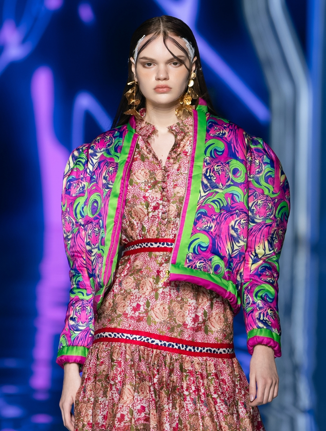 Rosedel Pink Leopard Printed Tiered Dress