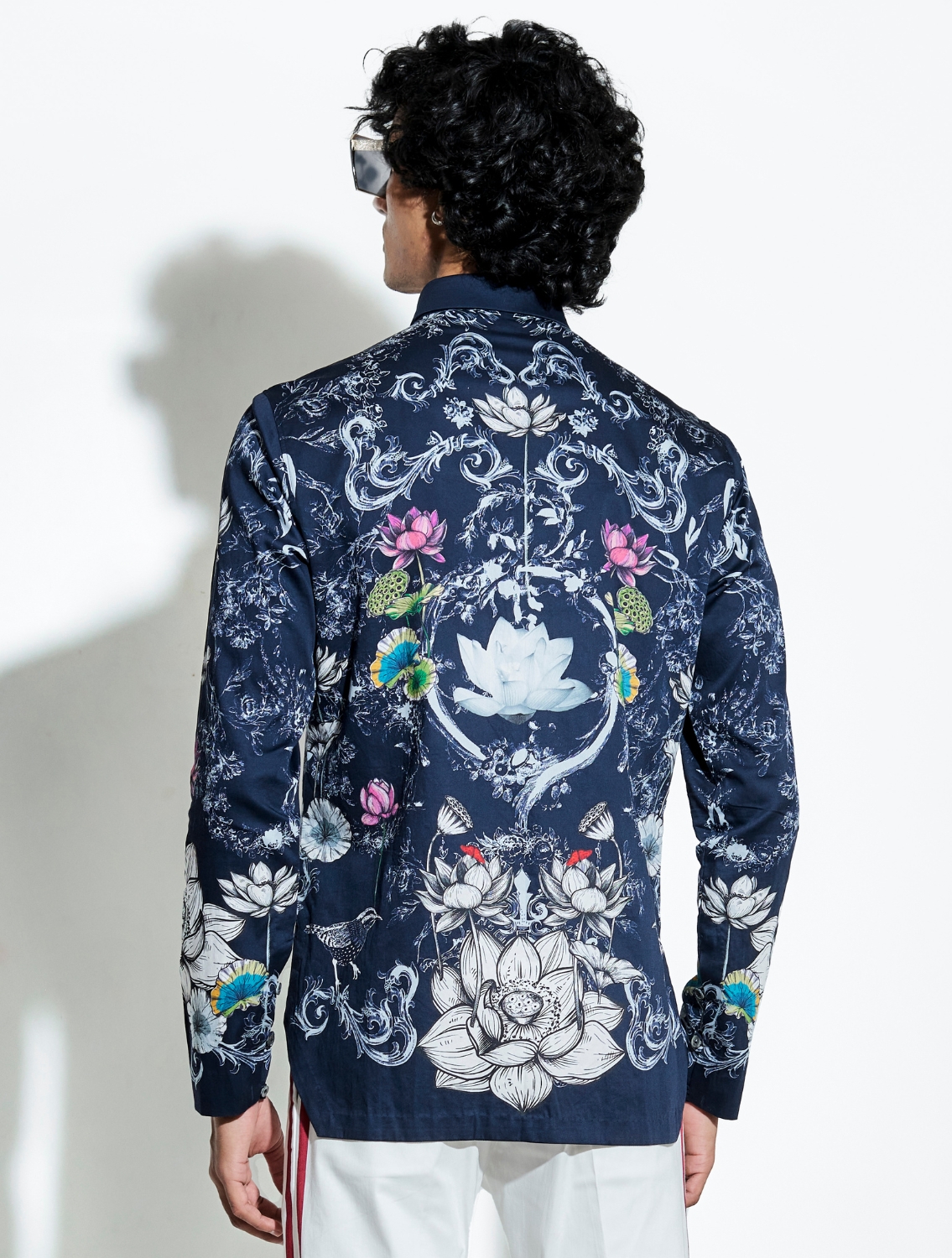 Navy Bloom Engineered Printed Shirt