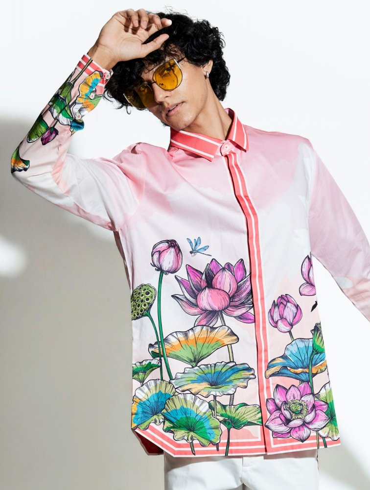 Image of Lotus Blume Peach Printed Shirt