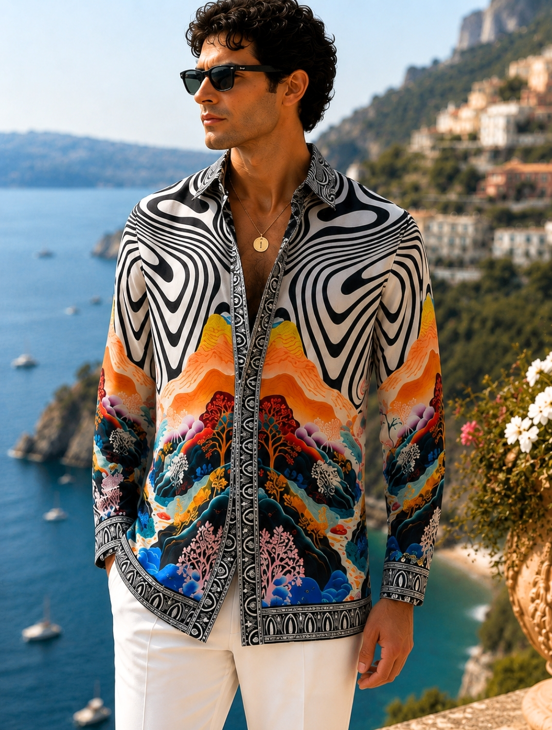 Reiko Symmetrical Printed Shirt