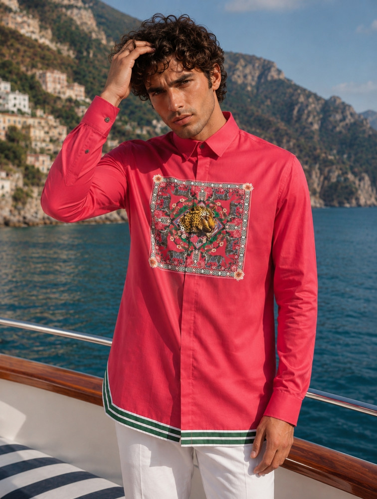 Image of Pink Leo Hem Striper Shirt