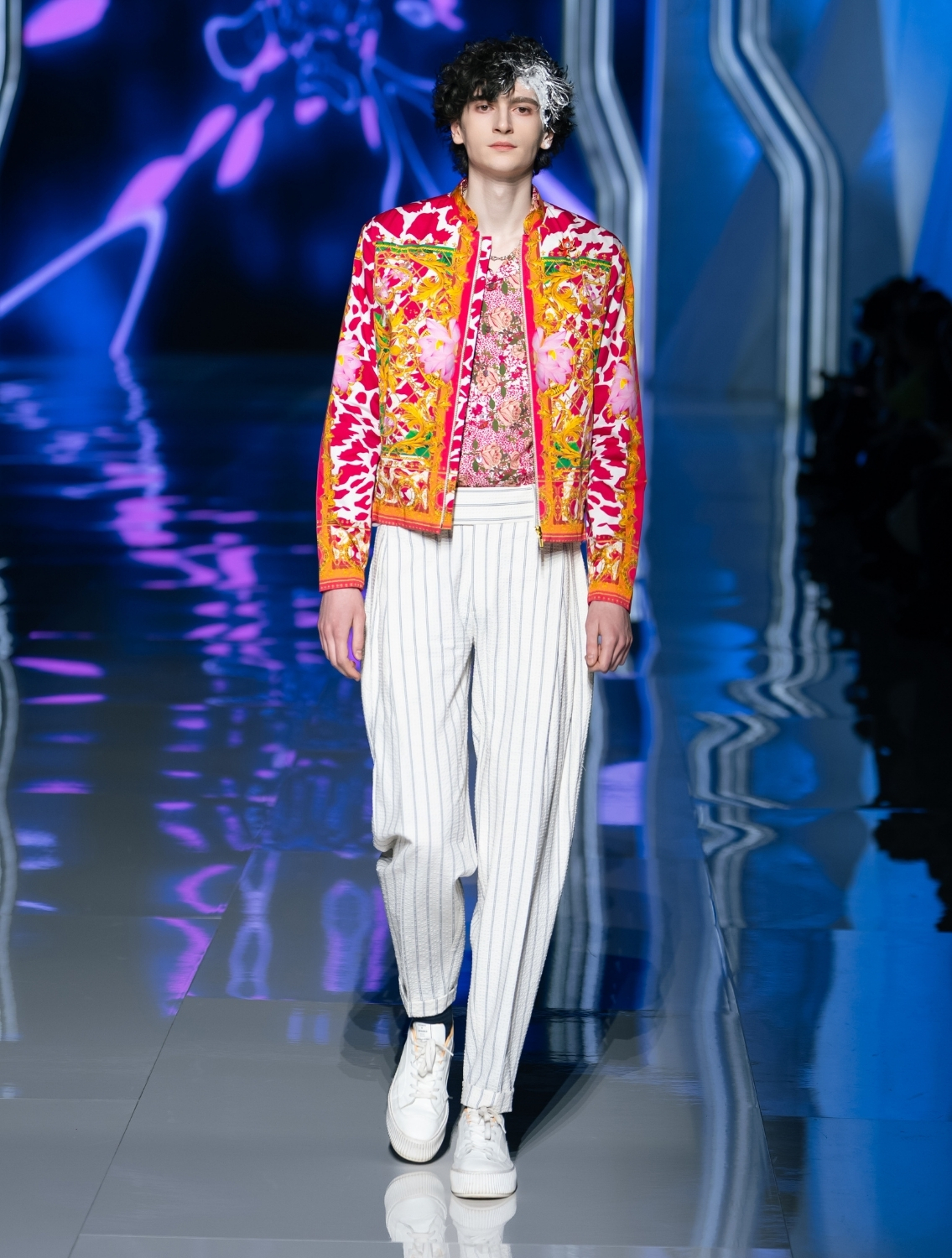 Mist White Striped Seersucker Pants