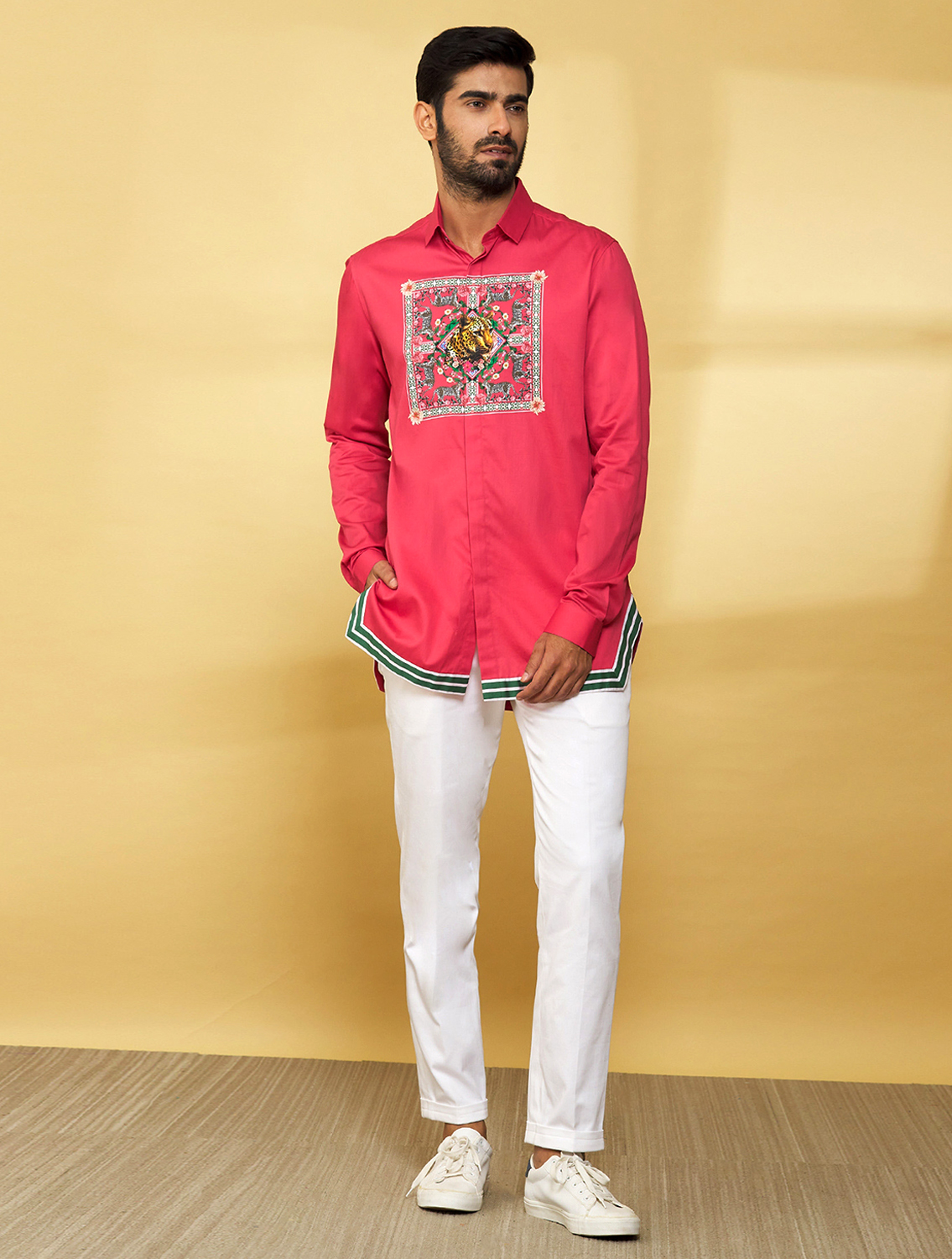 Pink Leo Hem Striper Shirt