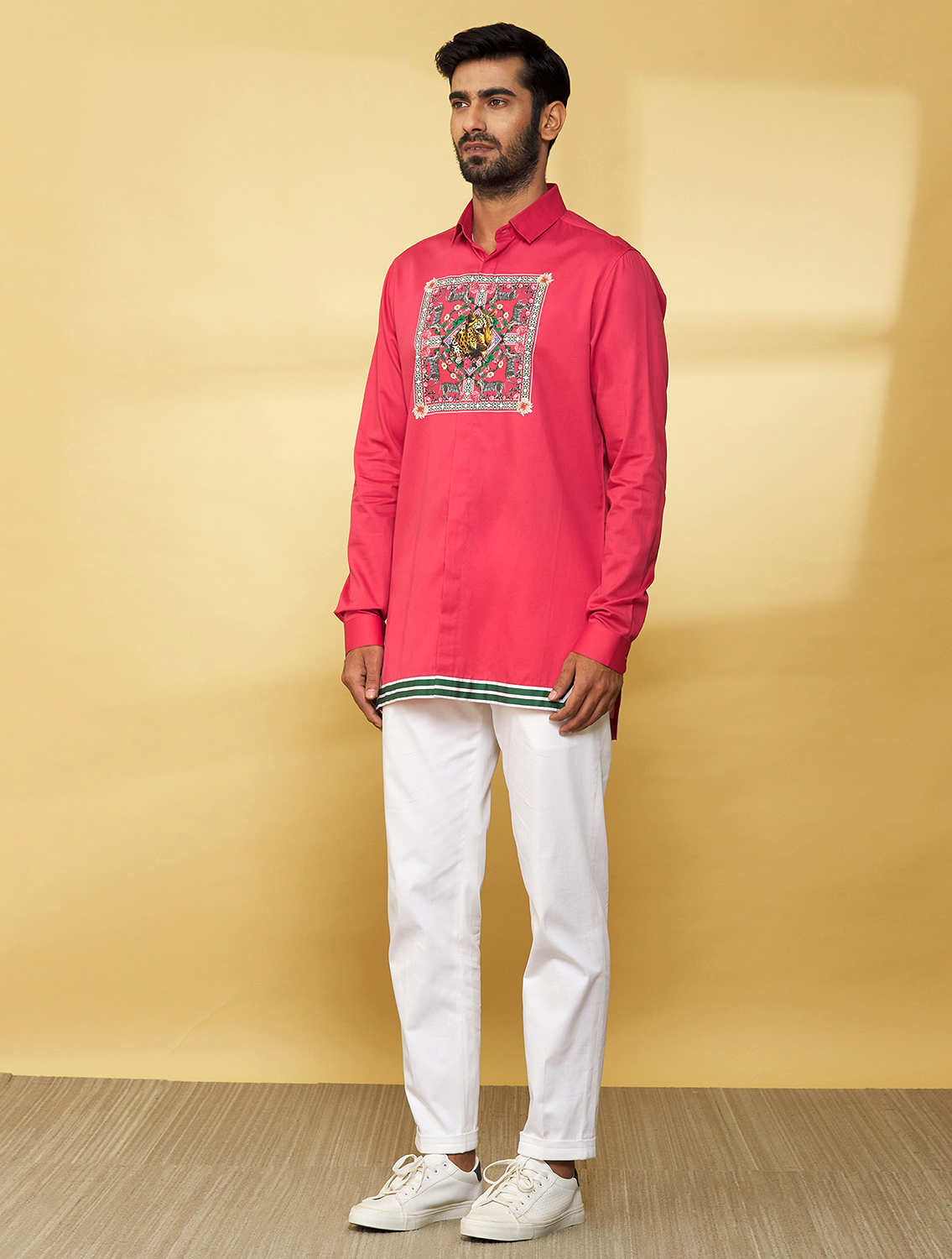 Pink Leo Hem Striper Shirt