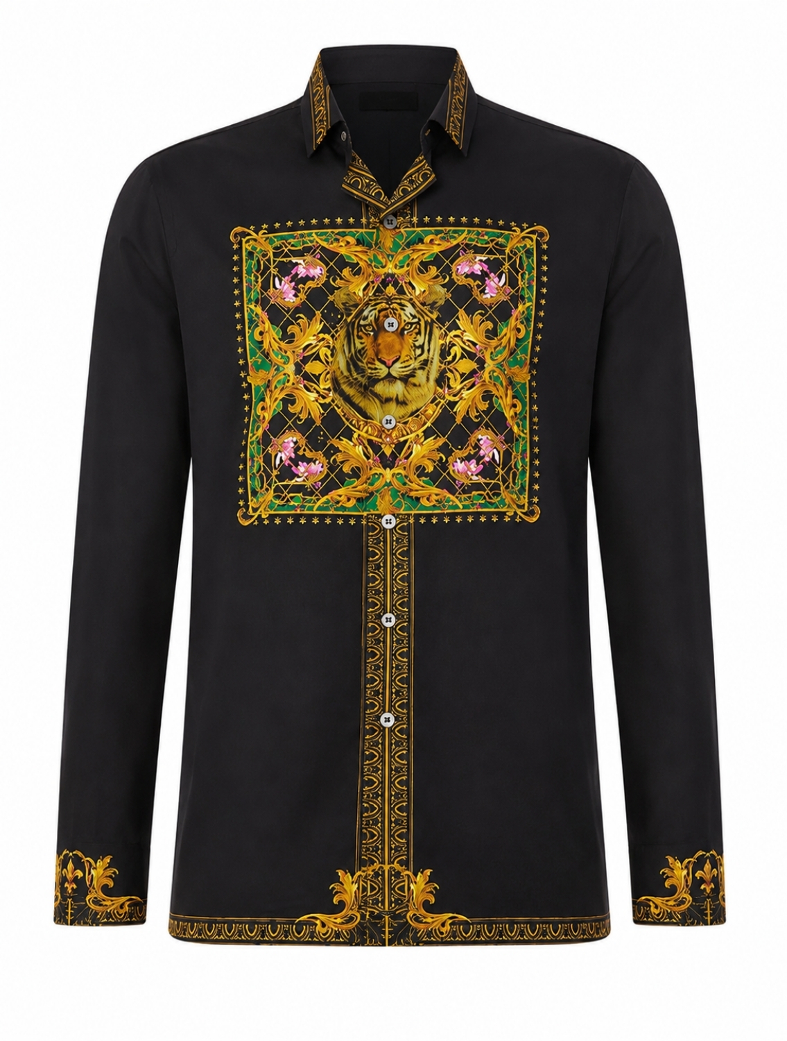 Black Gold Baroque Hem Shirt