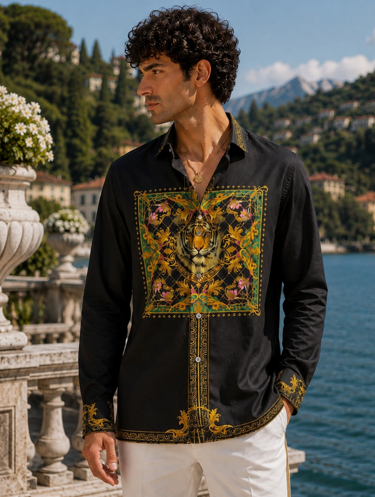 Image of Black Gold Baroque Hem Shirt