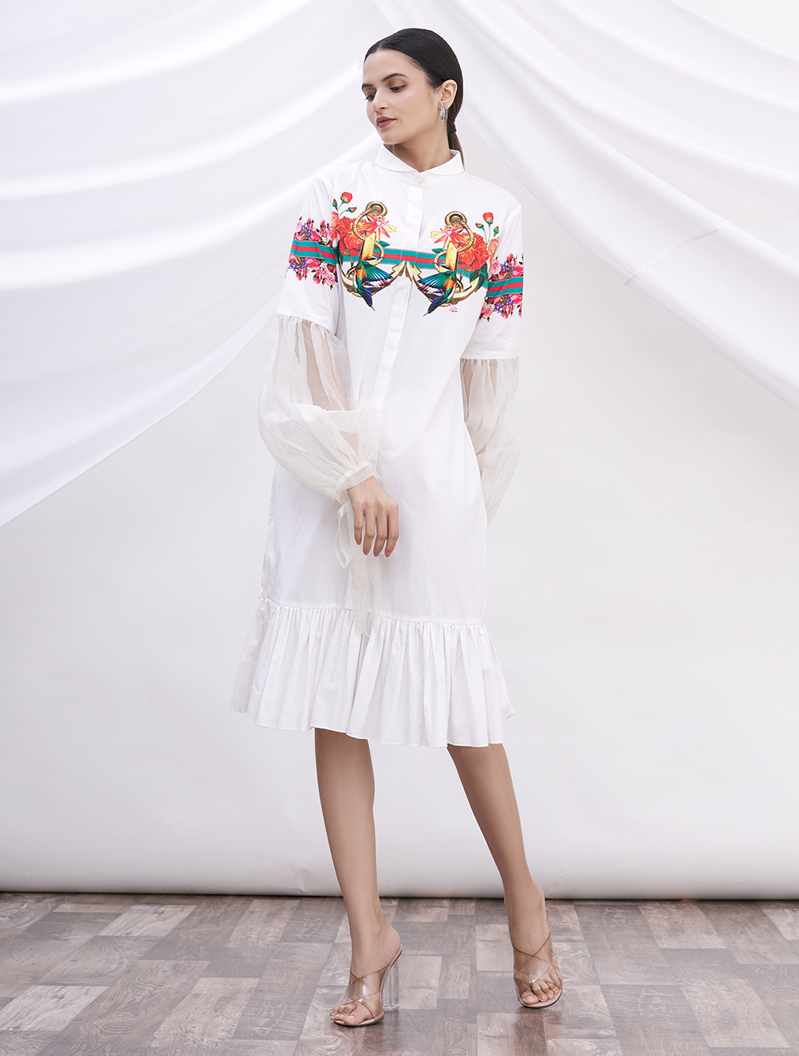 Sitara White Signature Printed Shirt Dress