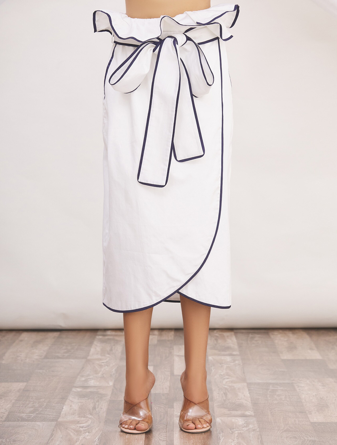 White Paperbag Wrap Skirt