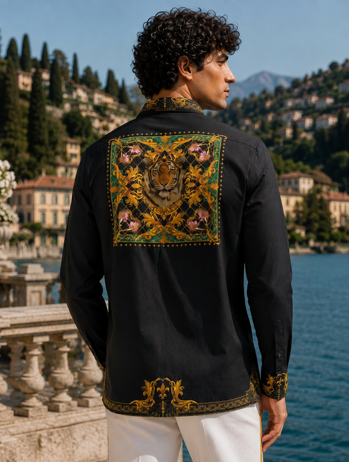 Black Gold Baroque Hem Shirt