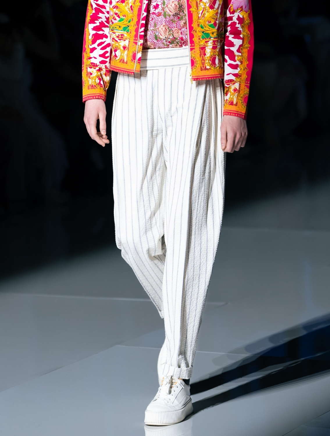 Mist White Striped Seersucker Pants