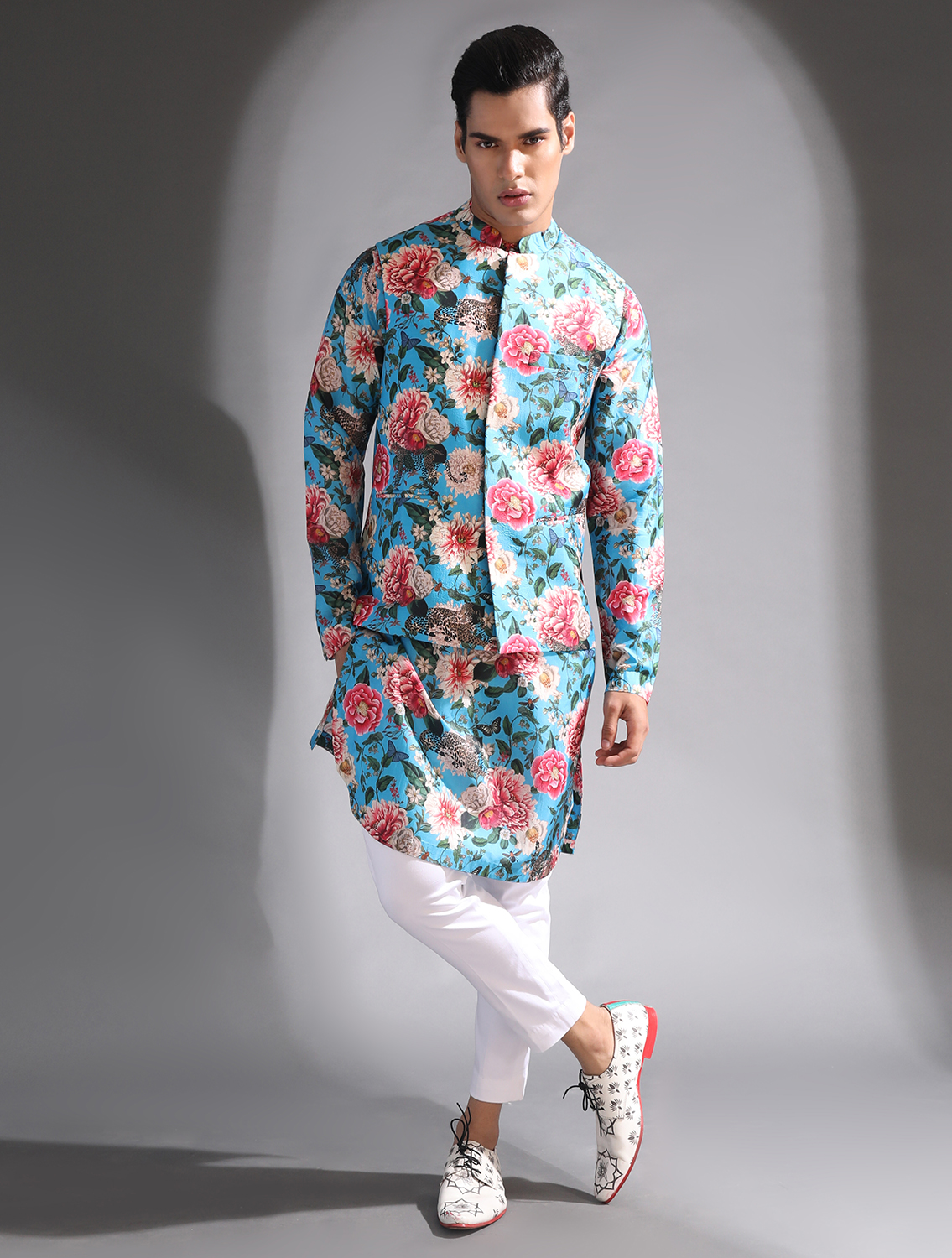 Jhoom Floral Printed Silk Kurta Set