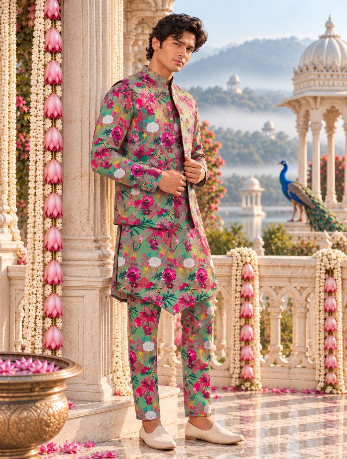 Sayan Lotus Linen Bundi