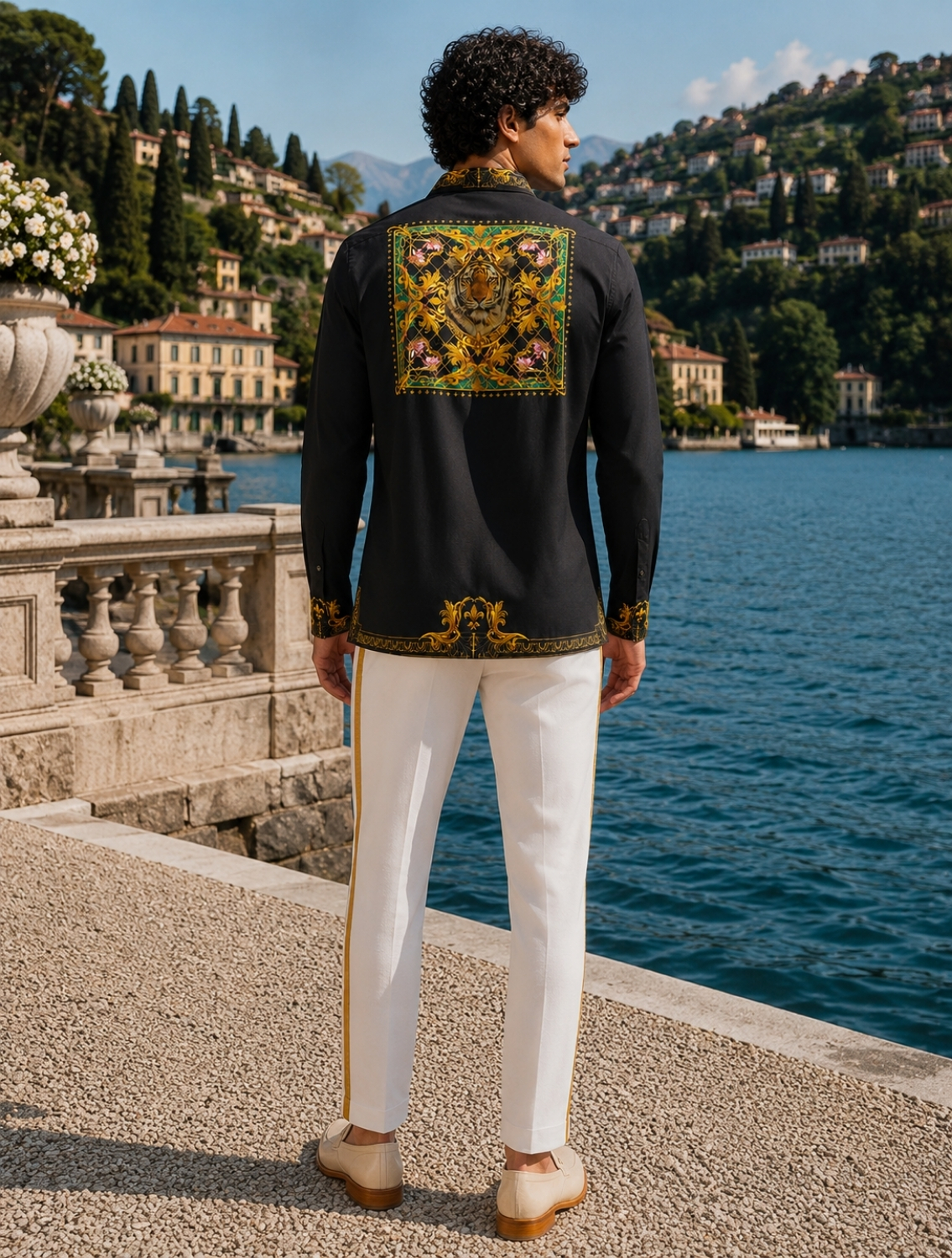 Black Gold Baroque Hem Shirt
