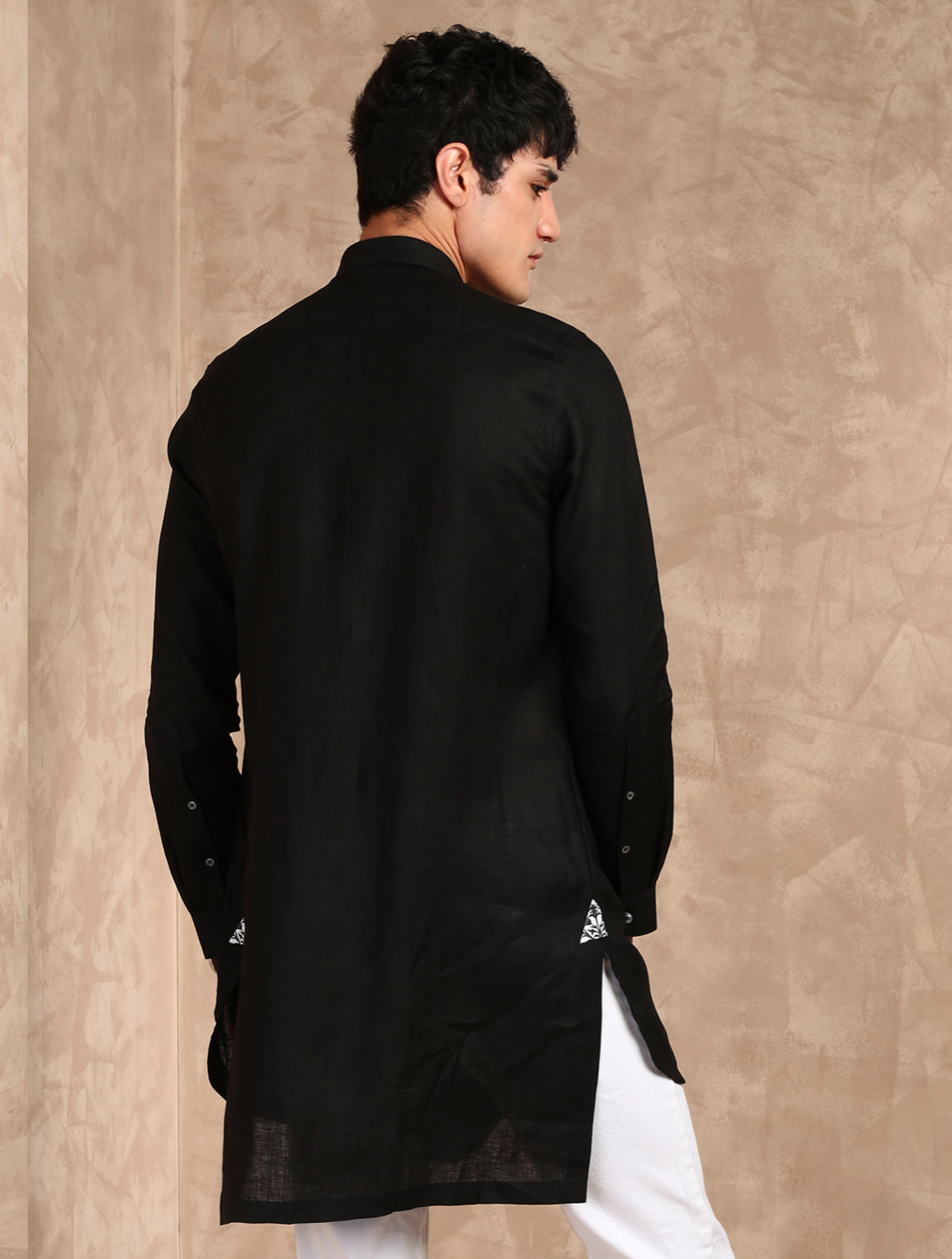 Kaal Linen Black Cowl Shirt