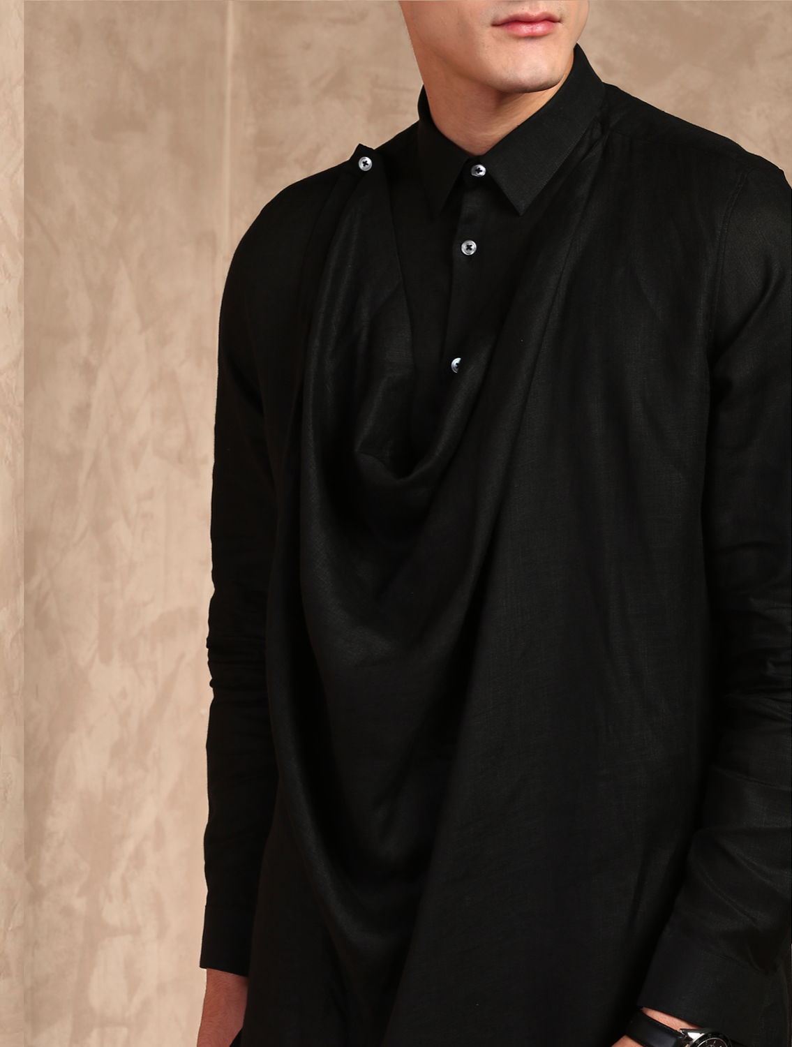 Kurta Style Long Cowl Linen shirt