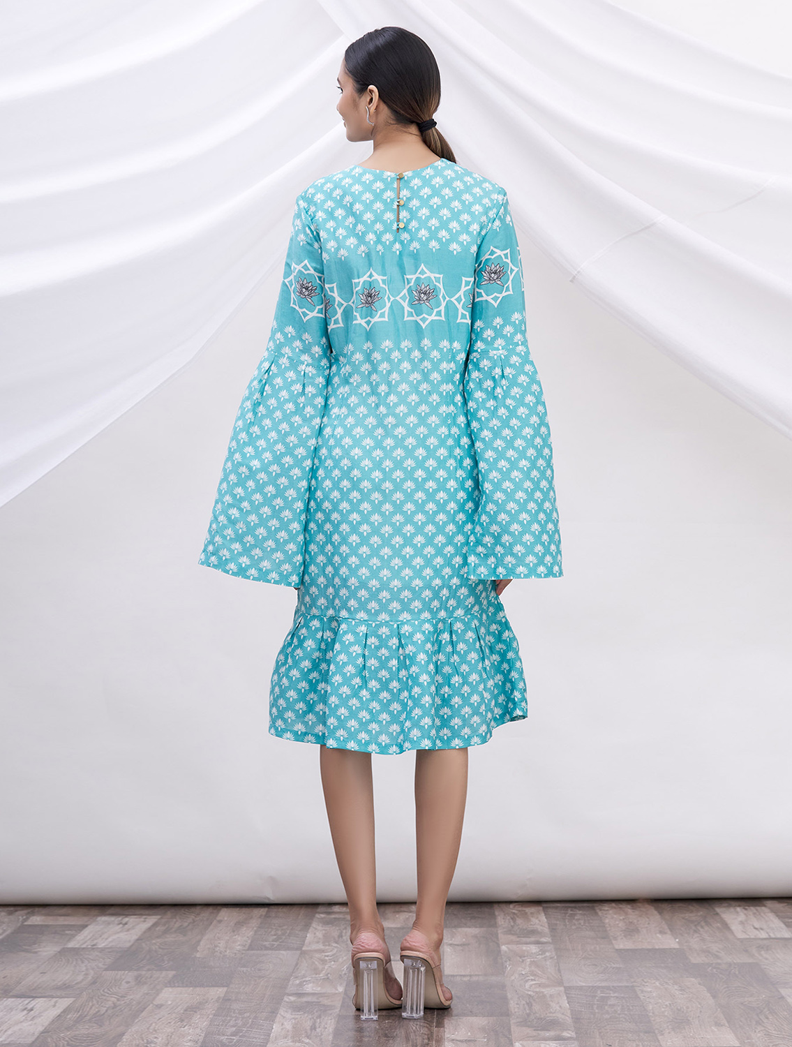 Blue Lotus Silk Linen Printed Dress