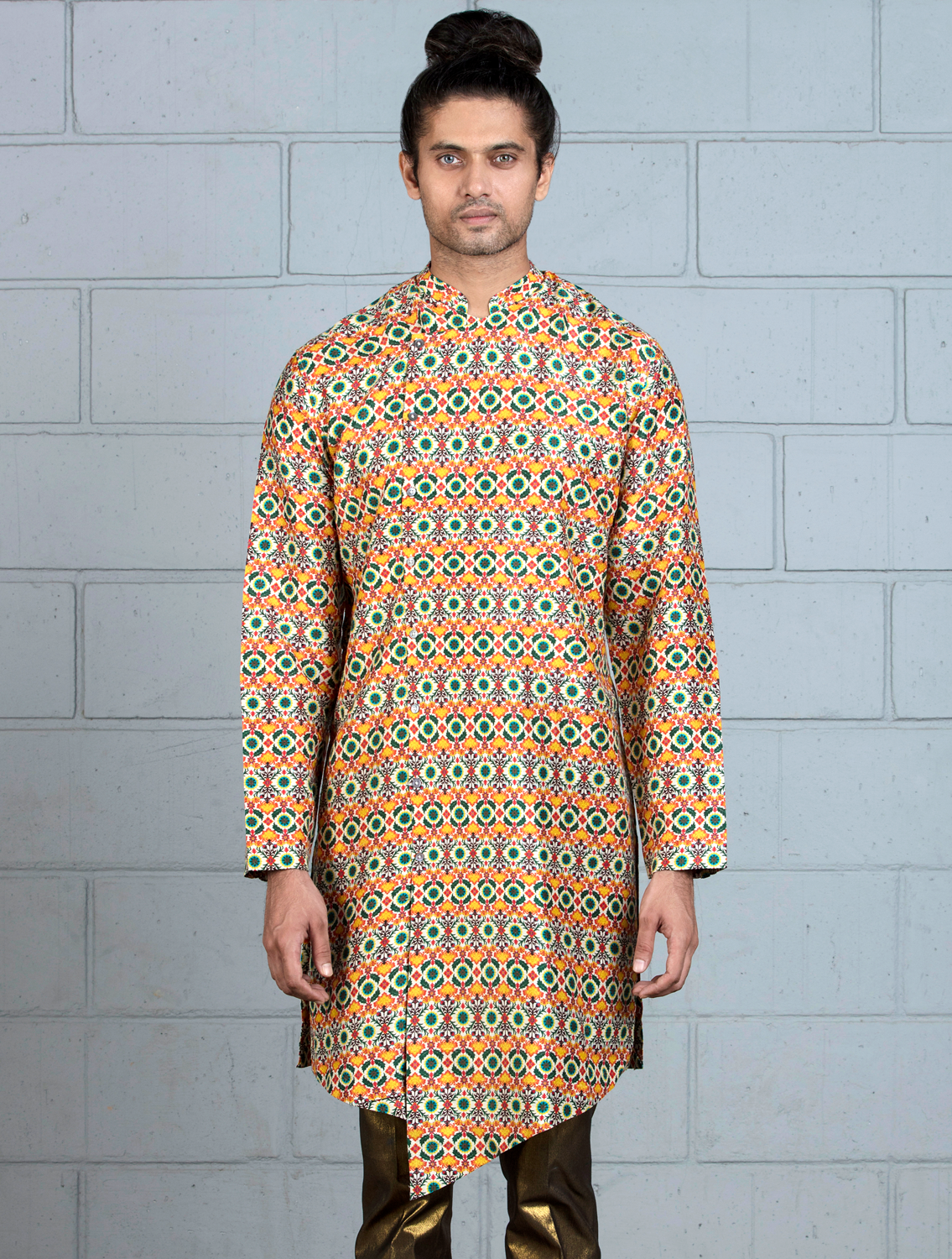 Benares Silk Kurta with asymmetrical placket