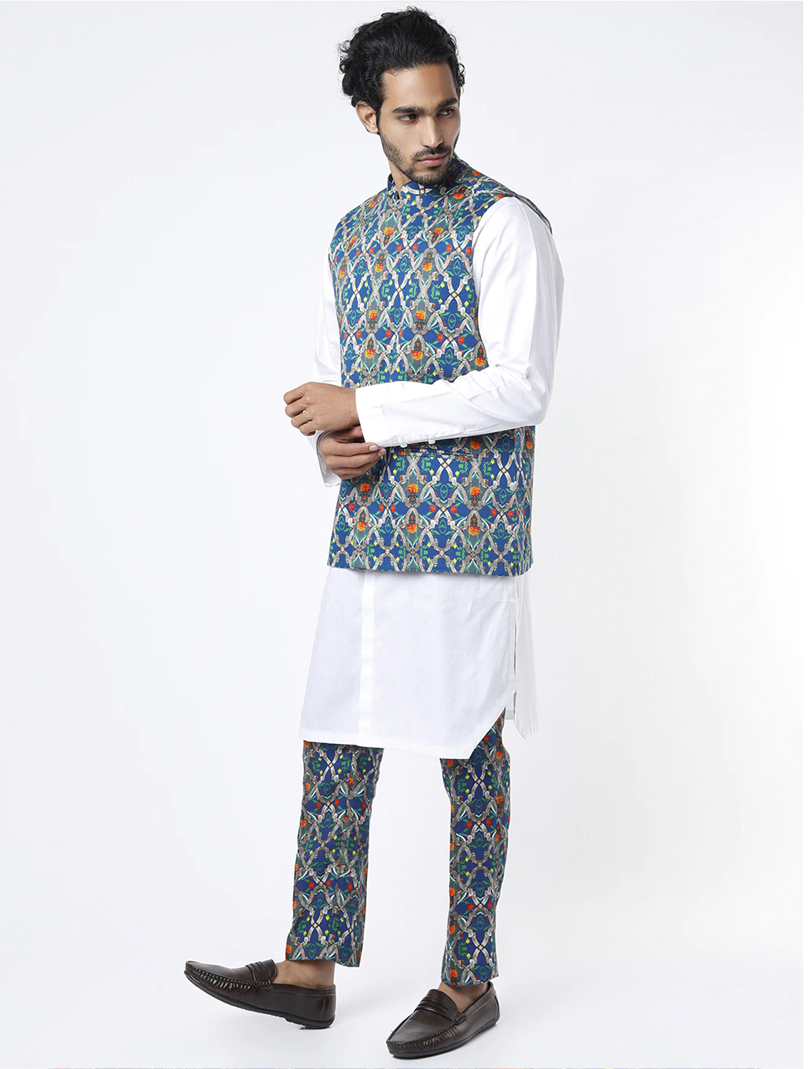 Blue RudraJali Luxe Cotton Waistcoat