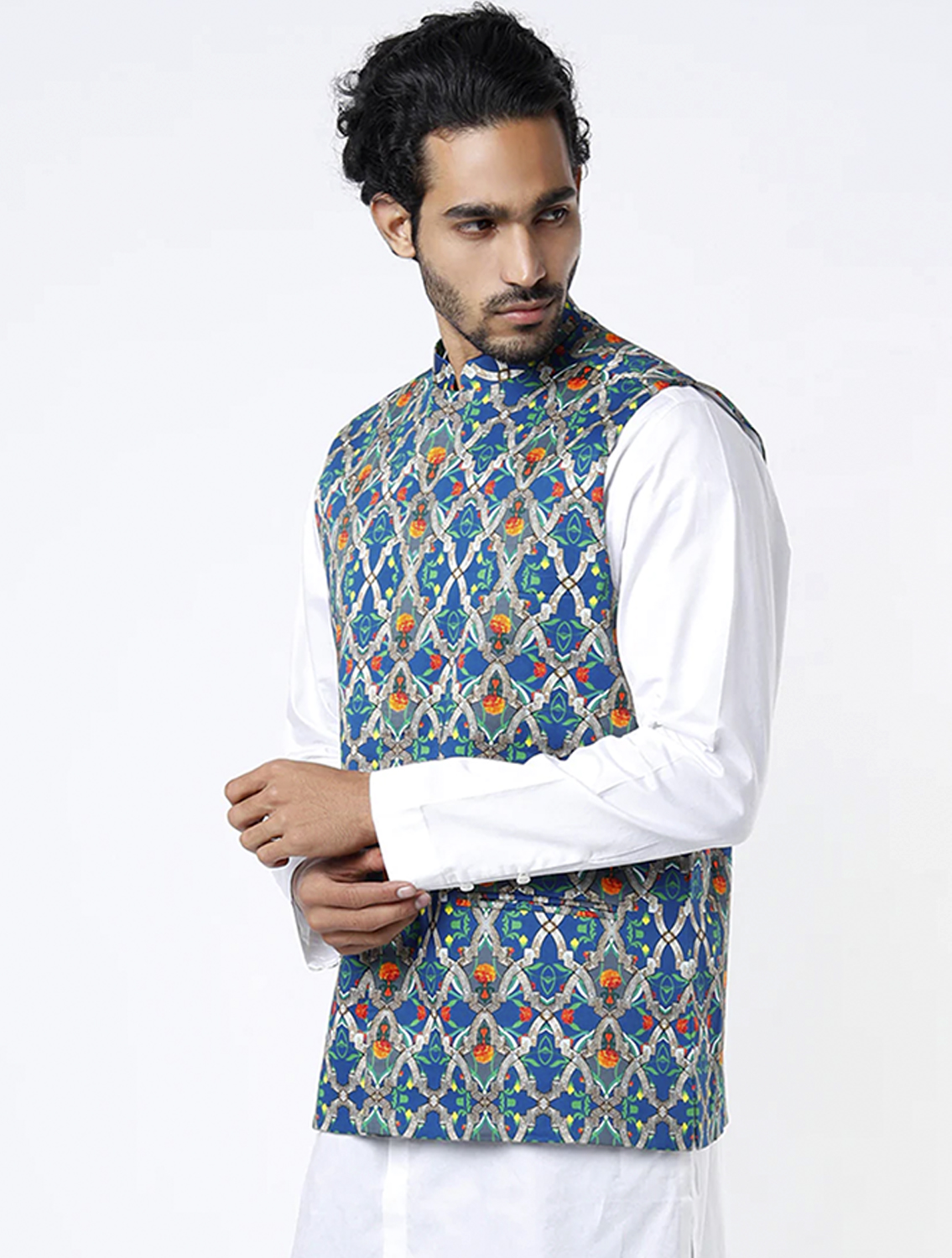 Blue RudraJali Luxe Cotton Waistcoat
