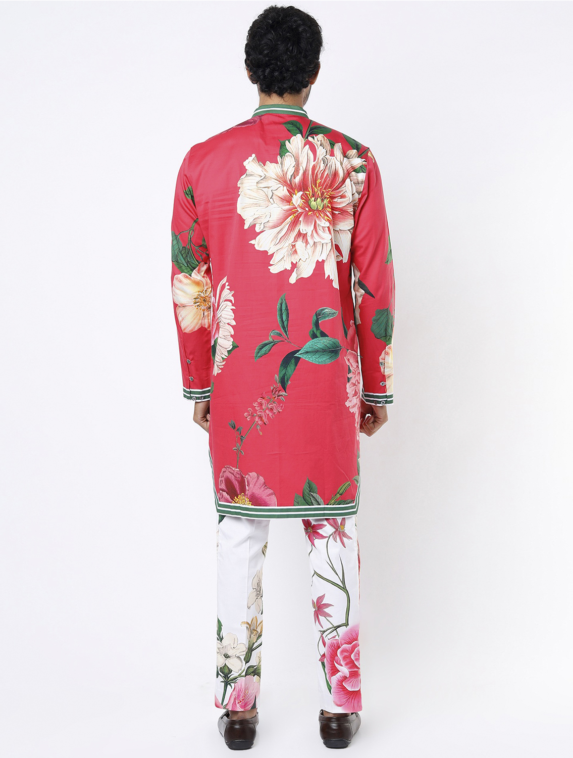 Gulzar Red Hem Striper Style Long Kurta