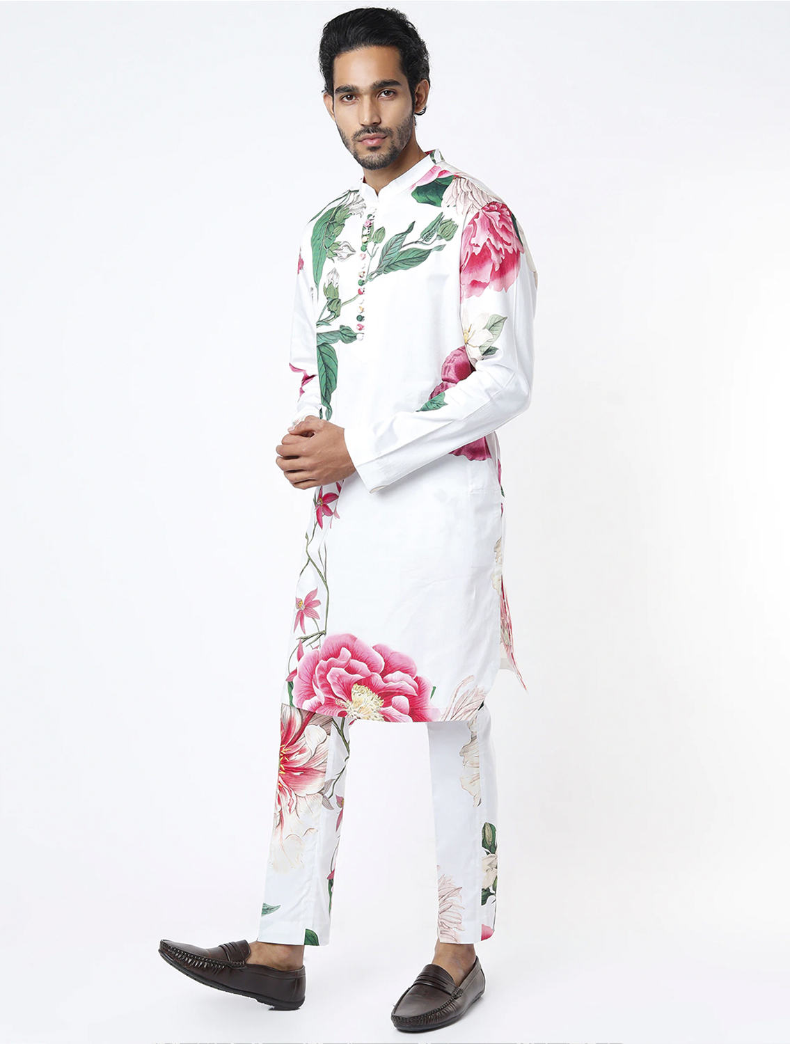 Enayat White Floral Kurta Pant Coord Set