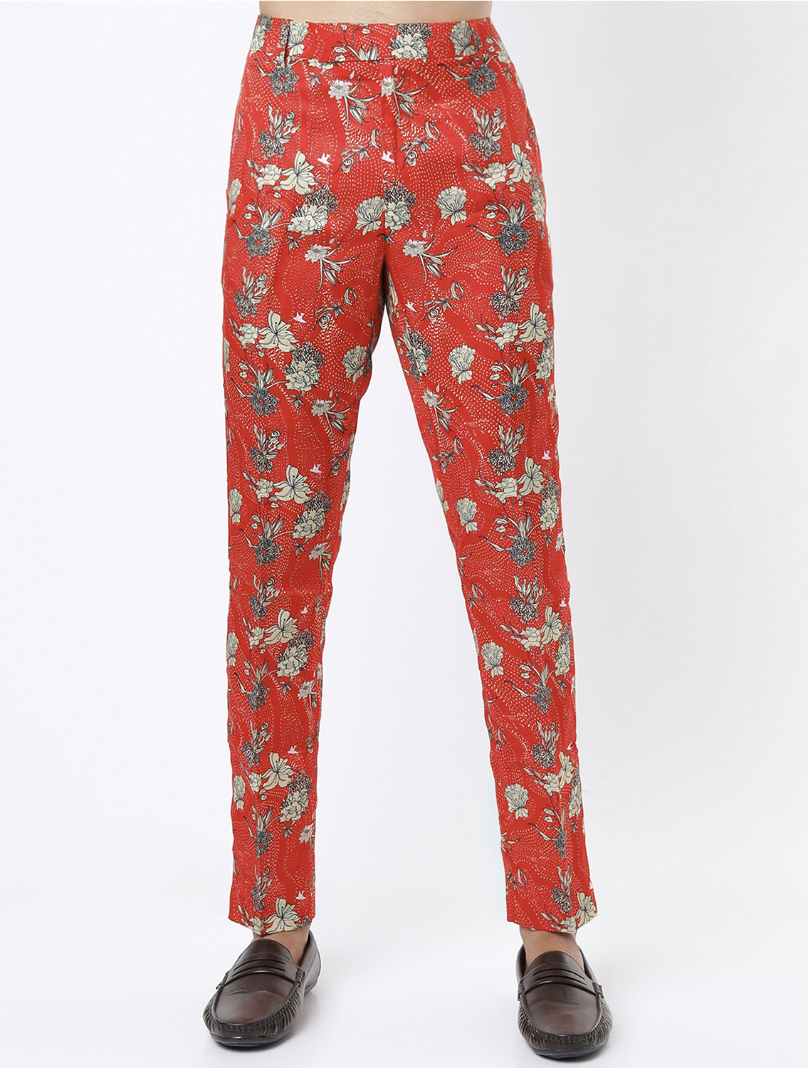 Pujit Red Silk Printed Coord Set