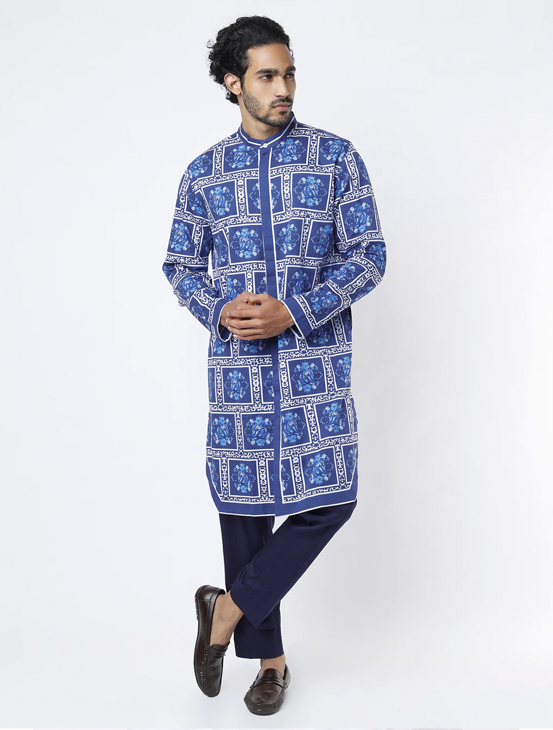 Blueleo Hem Striper Style Long Kurta Pant Set