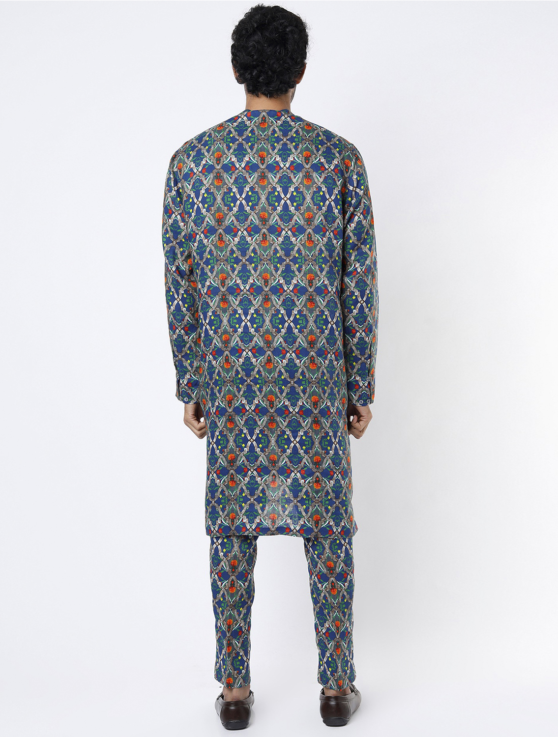 Blue RudraJali Linen Kurta Pant Set
