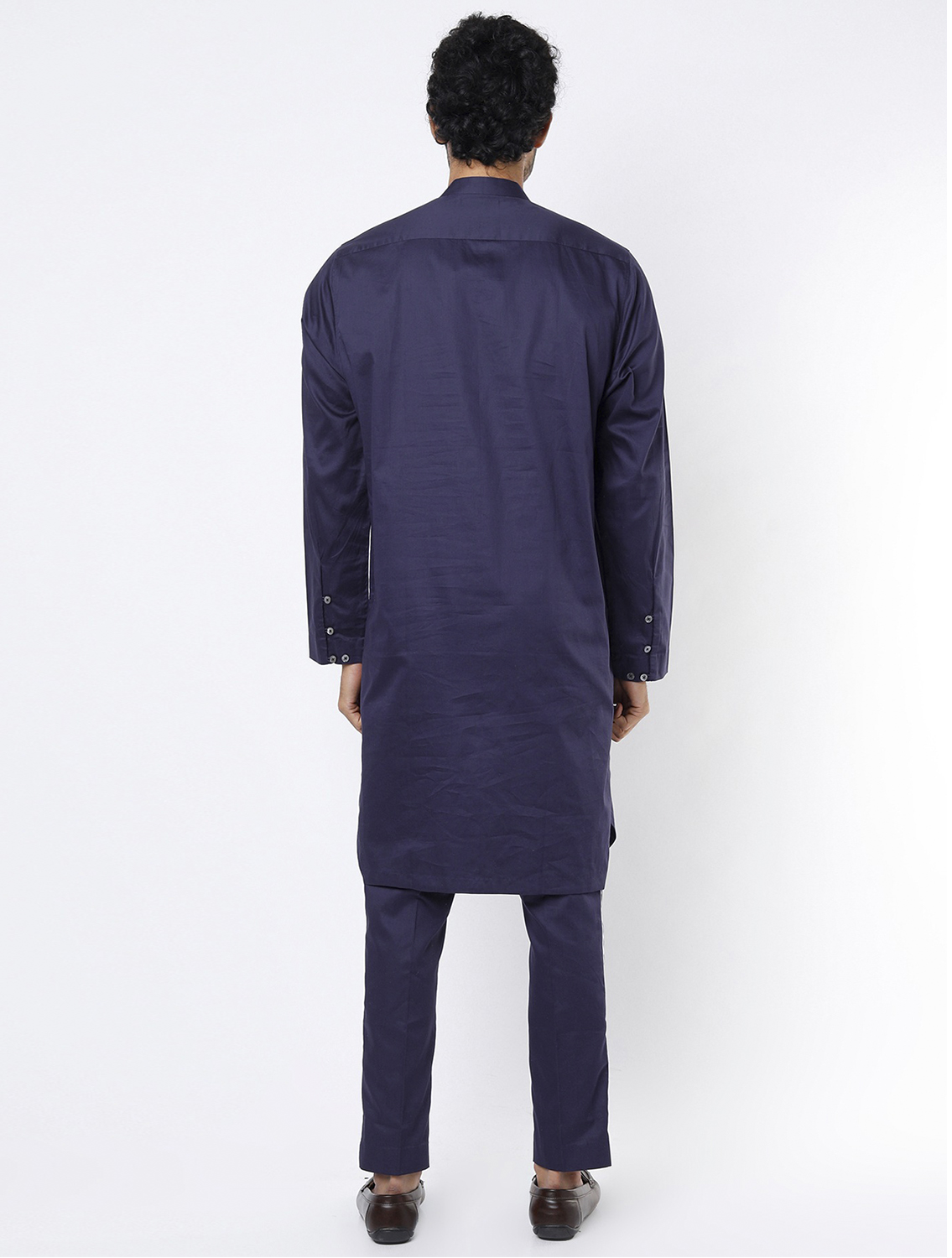 Akash Navy Long Kurta Pant Set