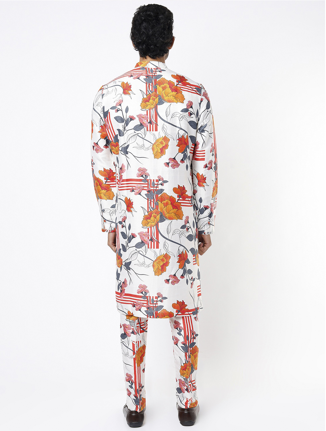 Darsh Beige Printed Silk Kurta Set