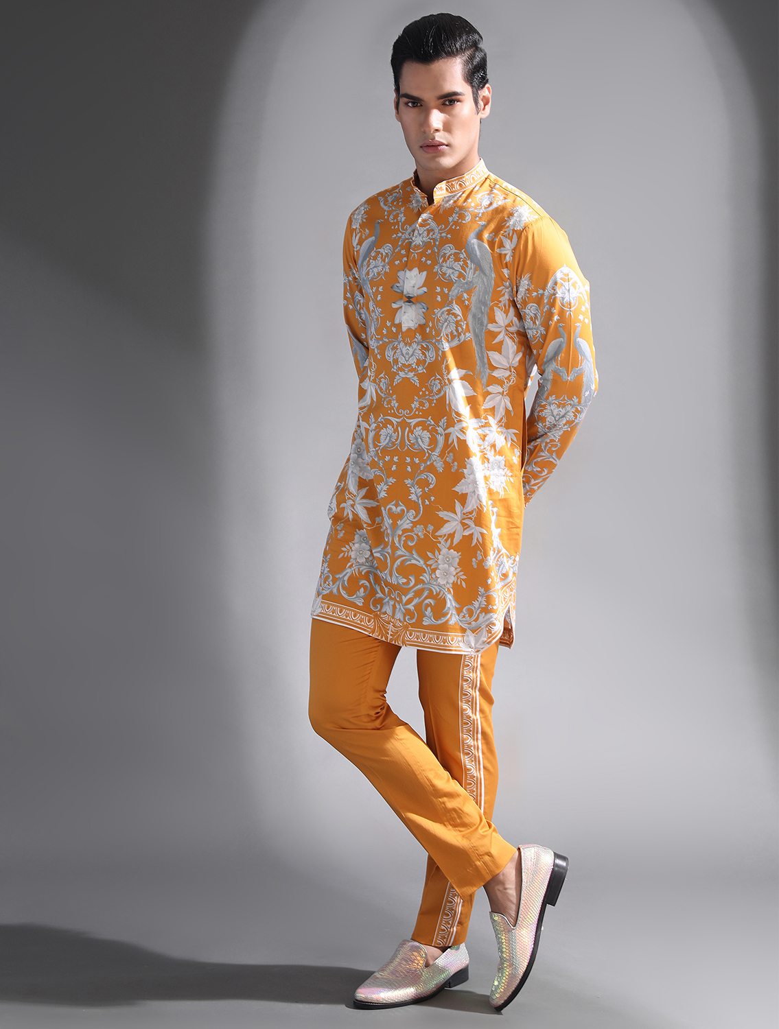 Spock Engineered Printed Kurta Pant Set by Mr Ajay Kumar