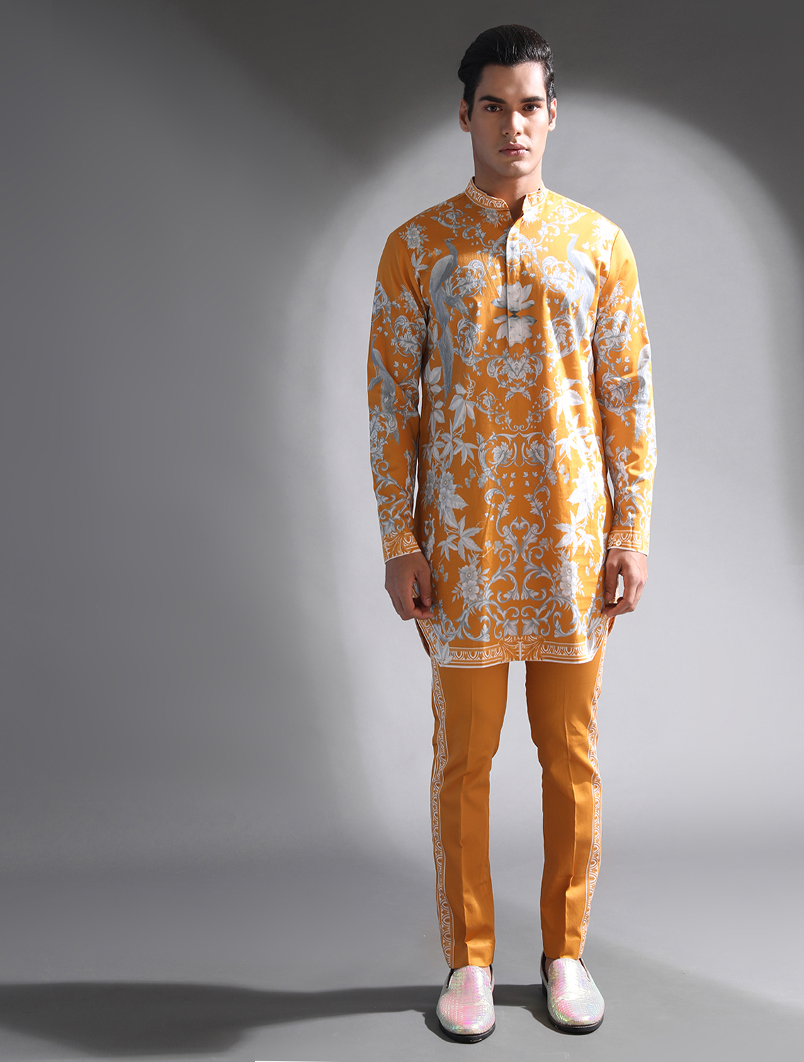 Spock Engineered Printed Kurta Pant Set by Mr Ajay Kumar